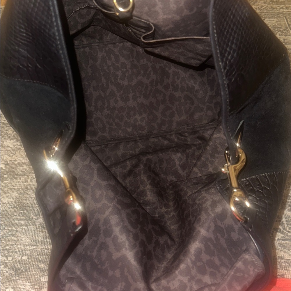 Coach Hadley XL Tote in Black Python Embossed Leather & Suede - Picture 7 of 11